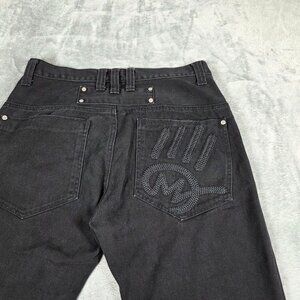 Miskeen Originals Jeans Mens 36 Black Embroidered Wide Leg Baggy HipHop Skater